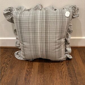 Studio McGee/Threshold Green and Tan Ruffled 24”x24” Pillow